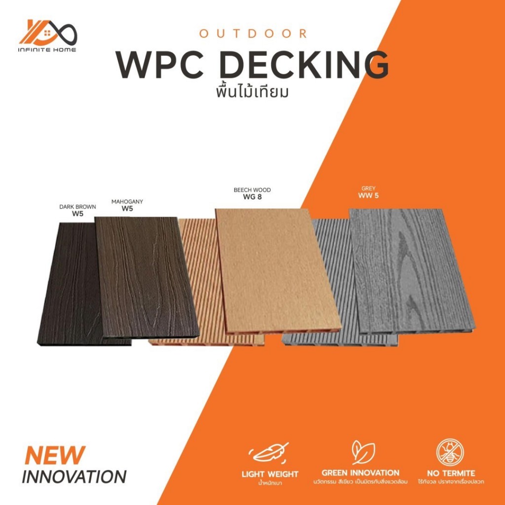 พื้นไม้เทียม ASA & WPC รุ่น WJ-CO / GS-W / WN / W / WW / WG / W5 ใช้งานภายนอก แข็งแรง ทนทาน
