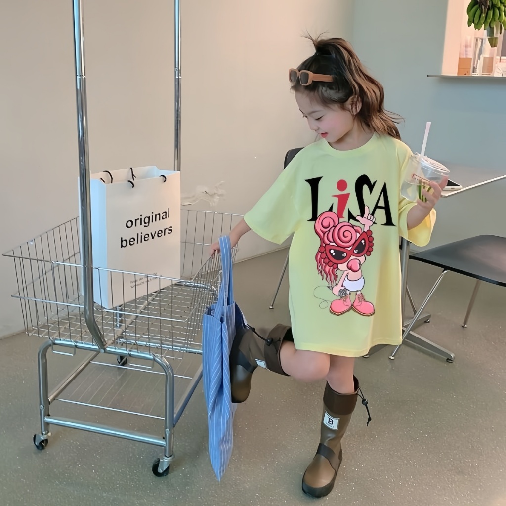 Beryl kids🌸ชุดเดรสเด็กผู้หญิง แฟชั่น🎀กระโปรงหลวมๆ แขนสั้นลำลอง พิมพ์ลายน่ารัก สีสดใส สไตล์เกาหลี ฤดูร้อนรุ่นใหม่ - รูปที่ 5