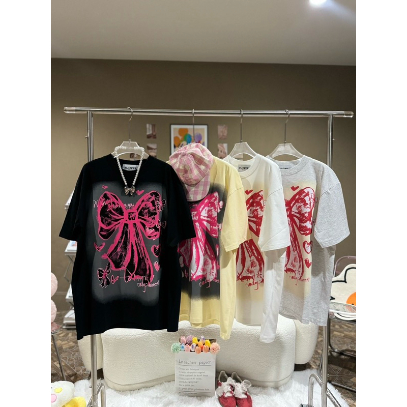 เสื้อยืดOversize(FLOWER)โบว์bx