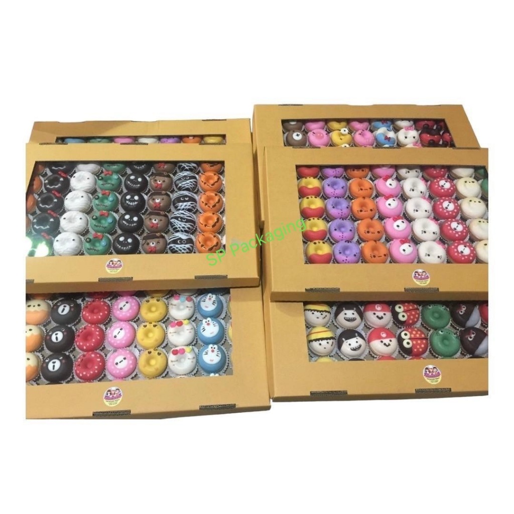 (แพ็ค 5 ชุด) เบอร์ 1 ฝาหน้าต่าง กล่องใส่โดนัทจิ๋ว ขนาด 12 x 20 x 1.5 นิ้ว (ตัวกล่องพร้อมฝา) - รูปที่ 2