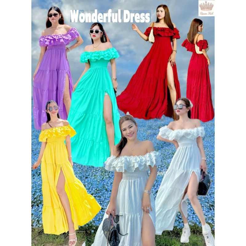 wonderful Dress เดรสเปิดไหล่ ชุดสีขาว ชุดเที่ยว •ชุดออกงาน •ชุดเพื่อนเจ้า •ชุดถ่ายพรีเวดดิ้ง •ชุดเที่ยวทะเล