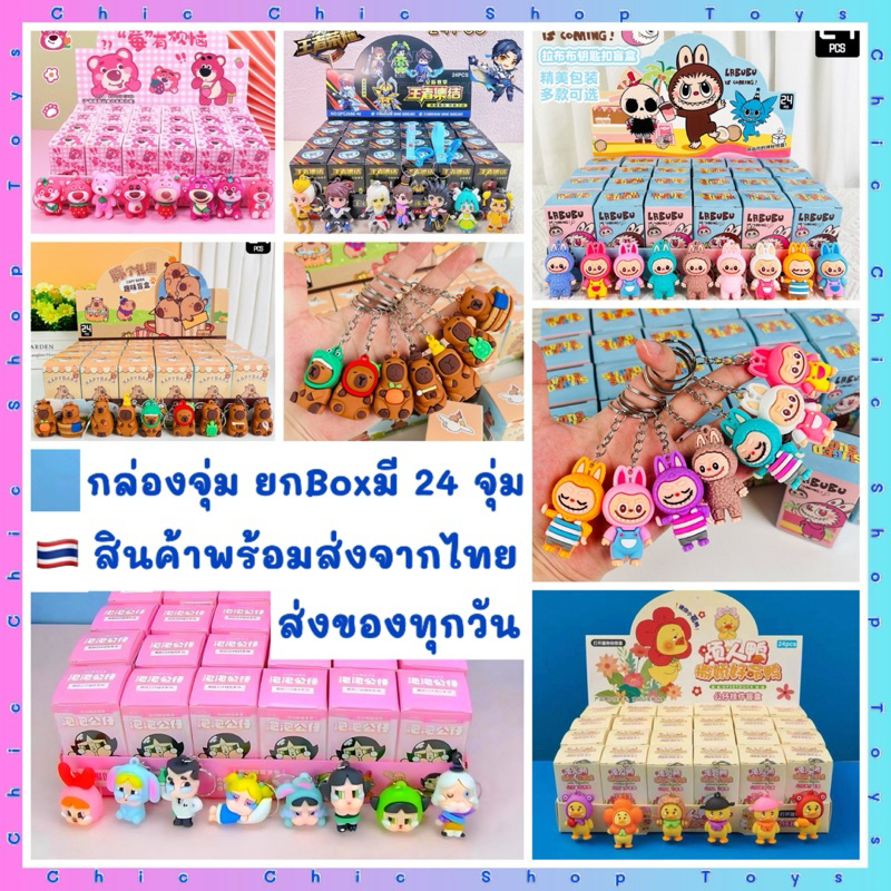 พร้อมส่งจากไทย กล่องจุ่มพวงกุญแจCry Baby ลาบูบู้ คาปิบาร่า ซานริโอ้ Powerpoff​กล่องตาบอด