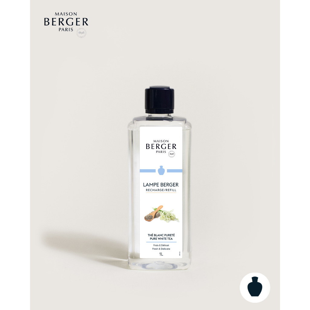 Pure white tea 1L Maison Berger Paris, น้ำมันหอมระเหย กลิ่น เพียว ไวท์ ที บ้านหอม สดชื่น ดับกลิ่น