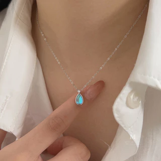 MEET💕สร้อยคอเงิน Moonstone สร้อยเปลี่ยนสี สร้อยคอเพชร สร้อยเงินแท้ ดีไซน์สวย สร้อยแฟชั่น สร้อยคอเงิน
