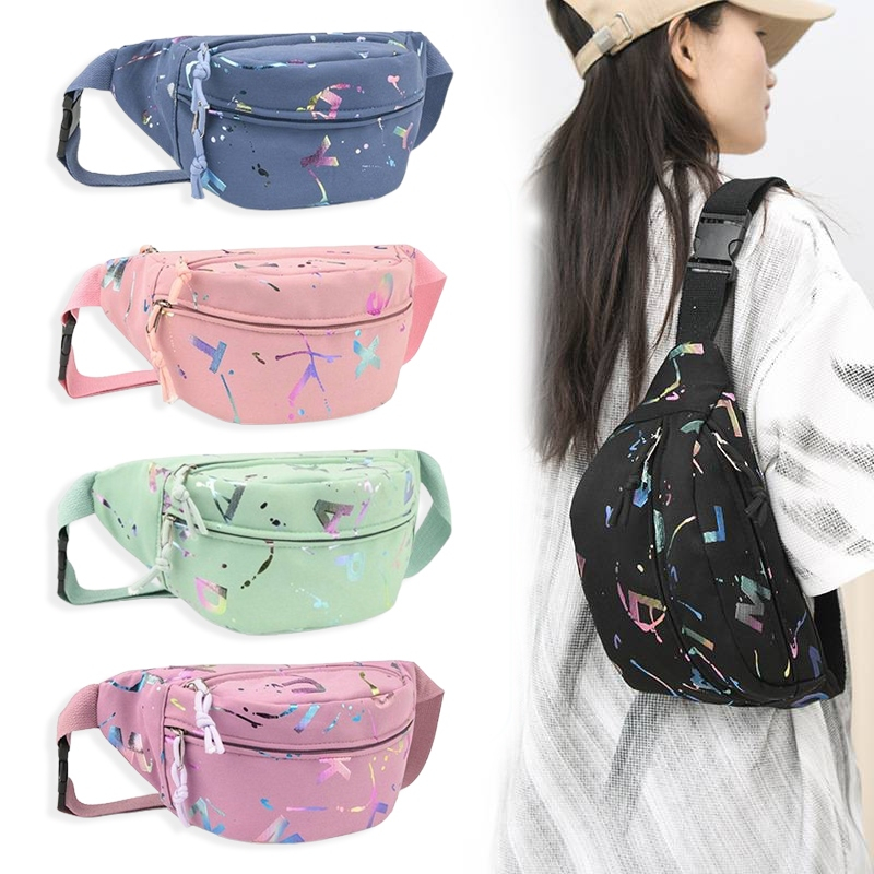 GUCSELECTED(B2057) กระเป๋าคาดอกผ้าออกฟอร์ดลายสีสัน