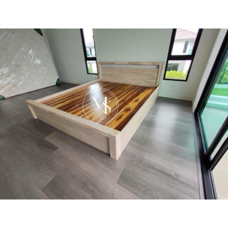 🔥🚚ส่งฟรี+ติดตั้ง🔥เตียงนอนไม้สักทองแก่สไตล์โมเดิร์น ขนาด5,6ฟุ…