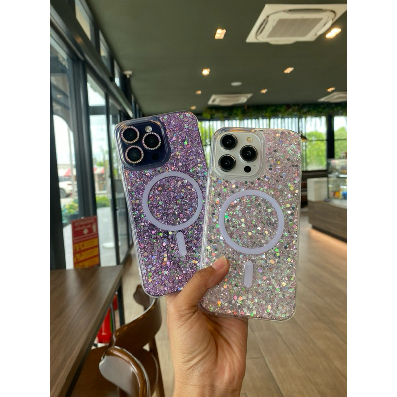 เคสกลิตเตอร์แบบเต็ม งาน แม่เหล็กชาร์ได้ งานพรีเมี่ยมจ้าสวยๆ