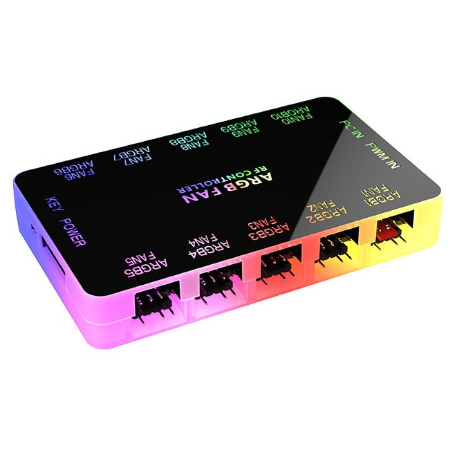 กล่องควบคุมไฟ ARGB Fan hub RF Controller double 10port 4pin PWM+3pin 5V