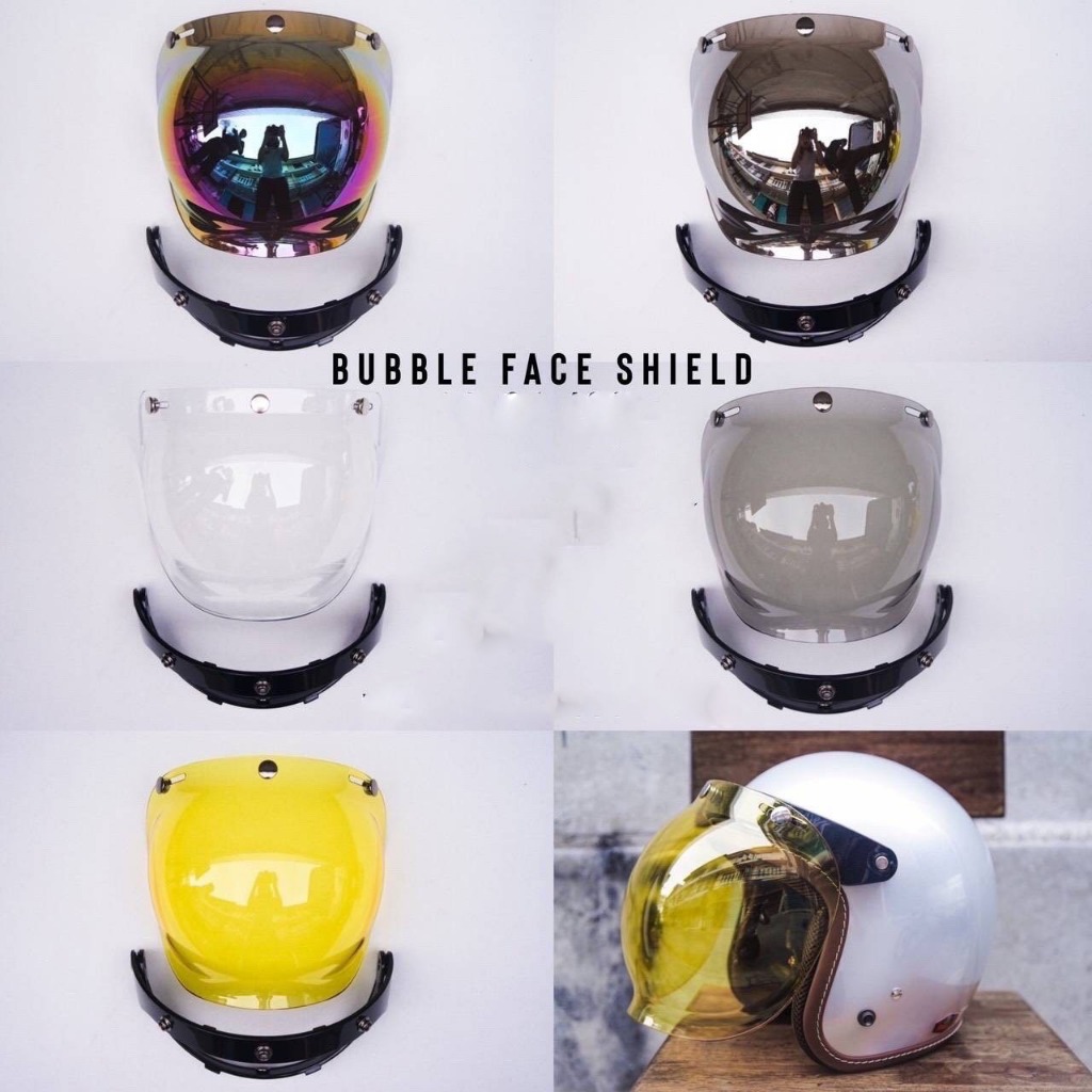 กระจกกันลมทรงโค้งบับเบิลสำหรับหมวกกันน็อค 3 เป็ก ทรง bubble คลาสสิคดั้งเดิม