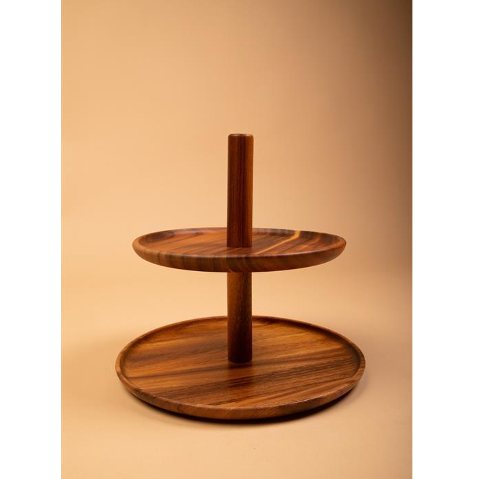 BILLI DESIGN [2-TIER STAND] เเท่นไม้จามจุรีเสิร์ฟของว่างสองชั้น