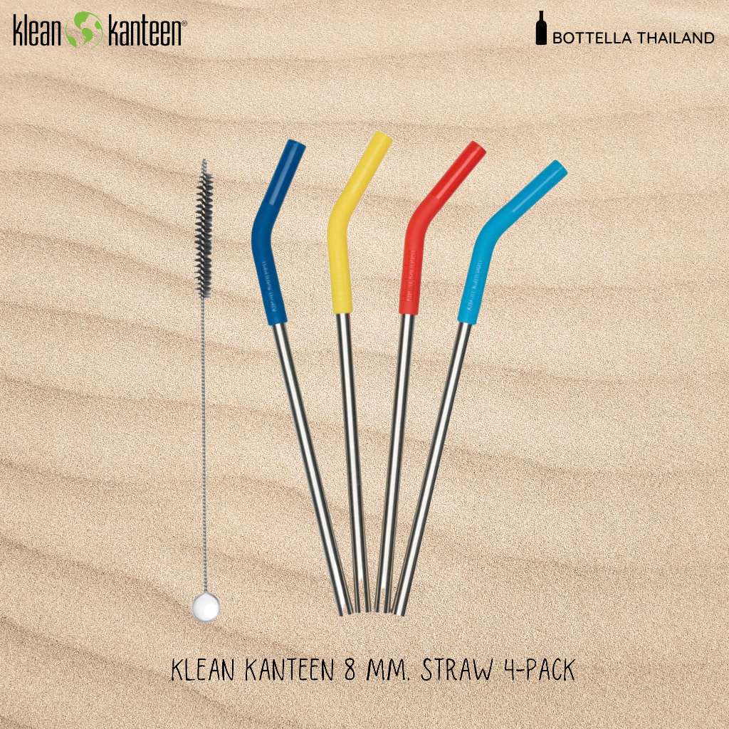 Klean Kanteen Straw 4-Pack หลอดสแตนเลส ปลายซิลิโคน เกรดอาหาร พร้อมแปรงล้างหลอด