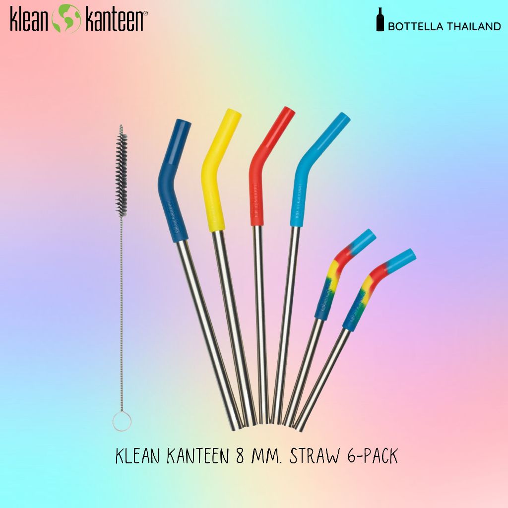 Klean Kanteen Straw 6-Pack หลอดสแตนเลส ปลายซิลิโคน เกรดอาหาร พร้อมแปรงล้างหลอด