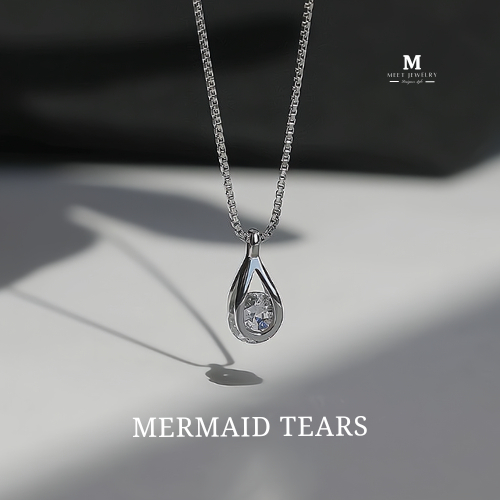 MEET💕สร้อยเงิน Mermaid Tears สร้อยเพชร สร้อยแฟชั่น สร้อยคอเงินแท้ สร้อยคอผู้หญิง สร้อยคอเงิน