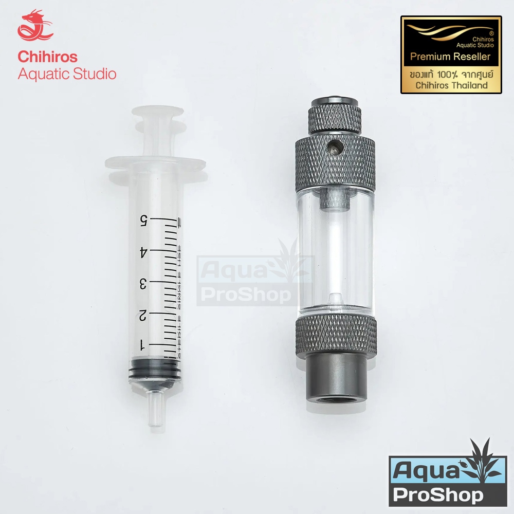 ตัวนับฟองแบบมีช่องเติมน้ำ Chihiros CO2 Bubble Counter+Syringe สำหรับ Chihiros Mini CO2 Regulator