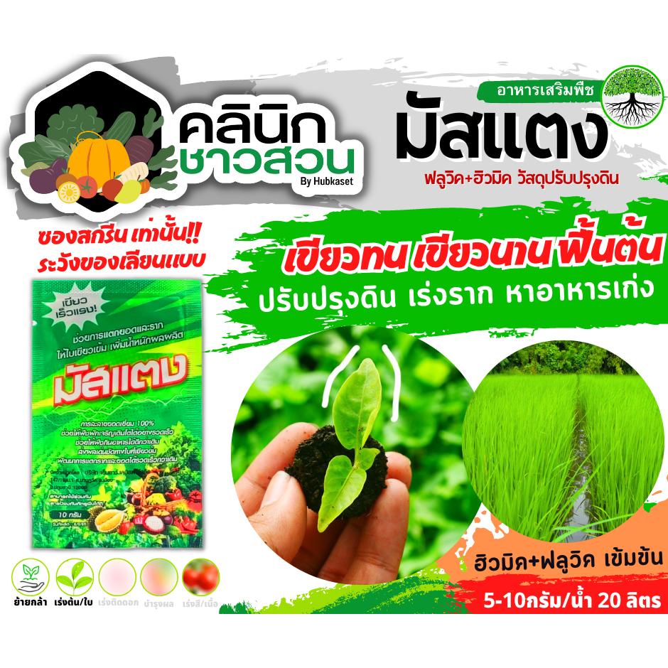 🥬 มัสแตง (ฟลูวิค+ฮิวมิค) บรรจุ 10กรัม เขียวทน เขียวนาน พื้นต้น