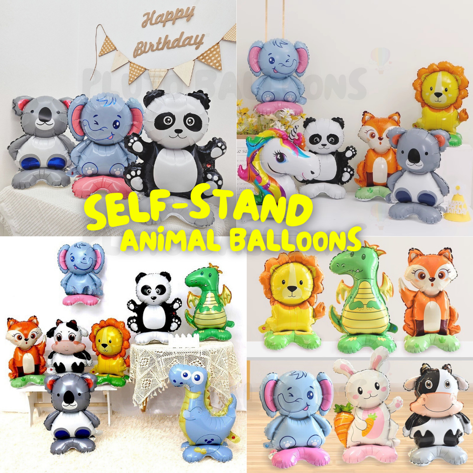 [ร้านไทย] - 🎈 ลูกโป่งฟอยล์รูปสัตว์ การ์ตูน ไดโนเสาร์ โปเกมอน มีฐานตั้งได้ [36 ตัวเลือก] 🎈