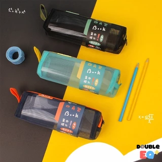 กระเป๋าดินสอ Double EQ ตาข่าย โปร่งใส เบา ทนทาน ใส่ของได้เยอะ สีสันหลากหลาย