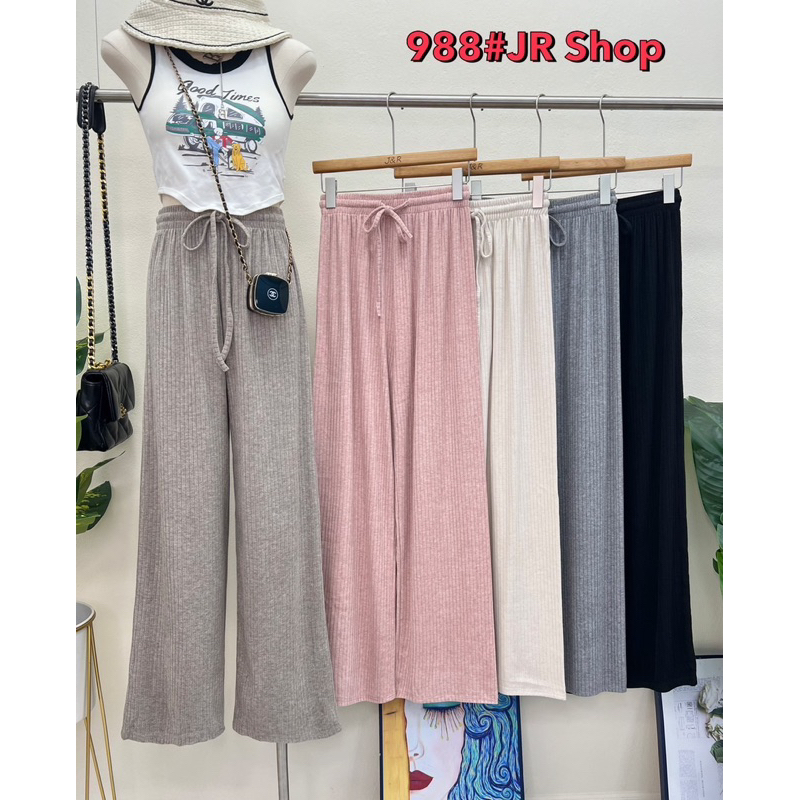 Tag : JR Shop กางเกงแฟชั่นขายาว ทรงขากระบอก เอวสูง มีเชือก ผ้าร่อง