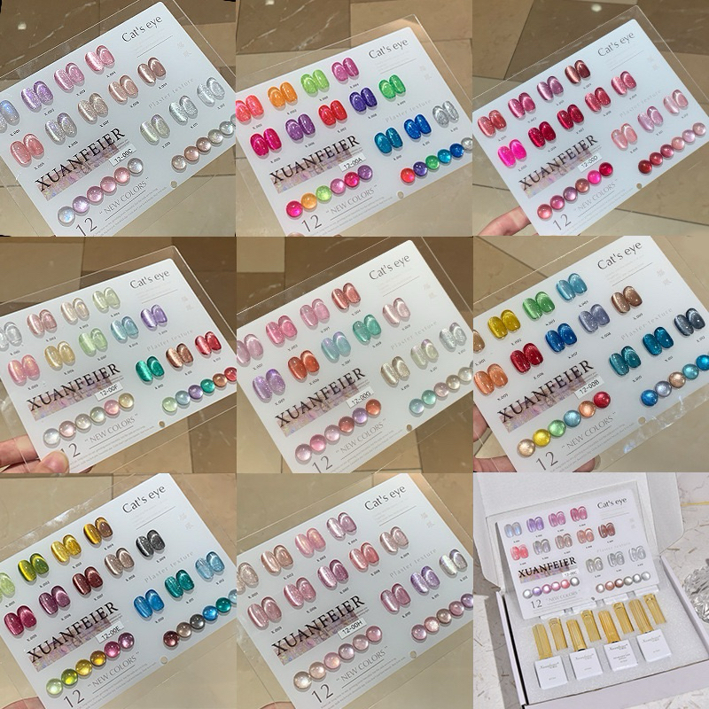 พร้อมส่ง สีเจล Xuanfeier สีลูกแก้ว cat eye 12 สี รุ่น 12-00