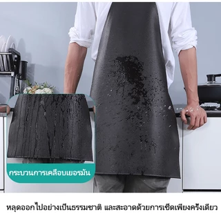 NYOTA สีดำ ผ้ากันเปื้อนหนัง PVC กันน้ำ ที่ยาวและหนาเป็นพิเศษ ทนทาน ผ้ากันเปื้อนทำงาน มีหลายขนาด