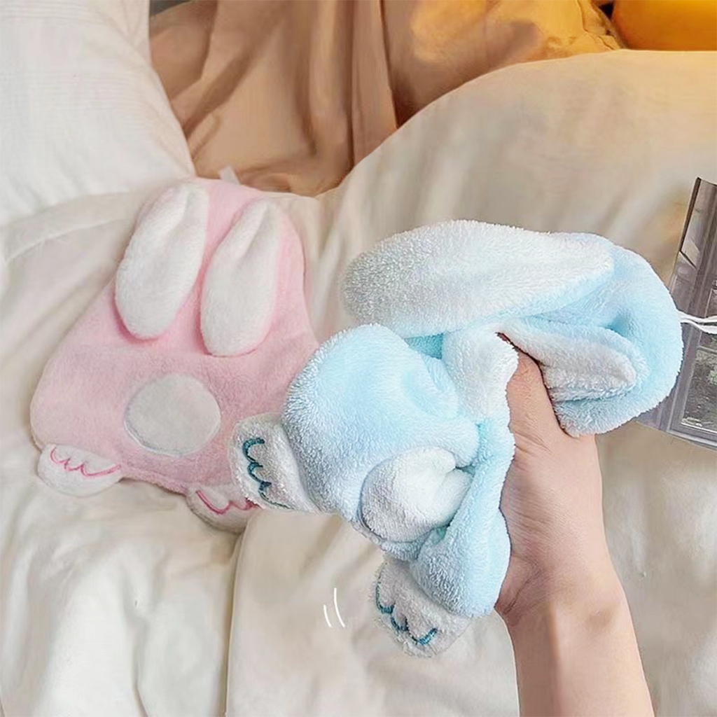 ผ้าเช็ดมือ ผ้าขนหนู หนานุ่ม ลายกระต่ายน่ารัก แขวนได้ สําหรับใช้ในห้องครัว ห้องน้ำ