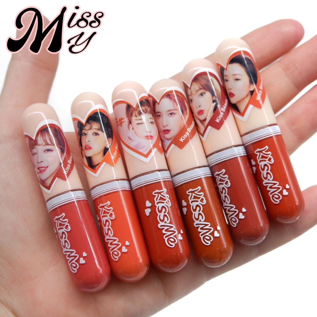{6แท่ง} Kiss Beauty KissMe Matte LipGloss ลิปกลอสเนื้อแมทต์ หลากสี เนียนเรียบ กลบสีคล้ำริมฝีปาก