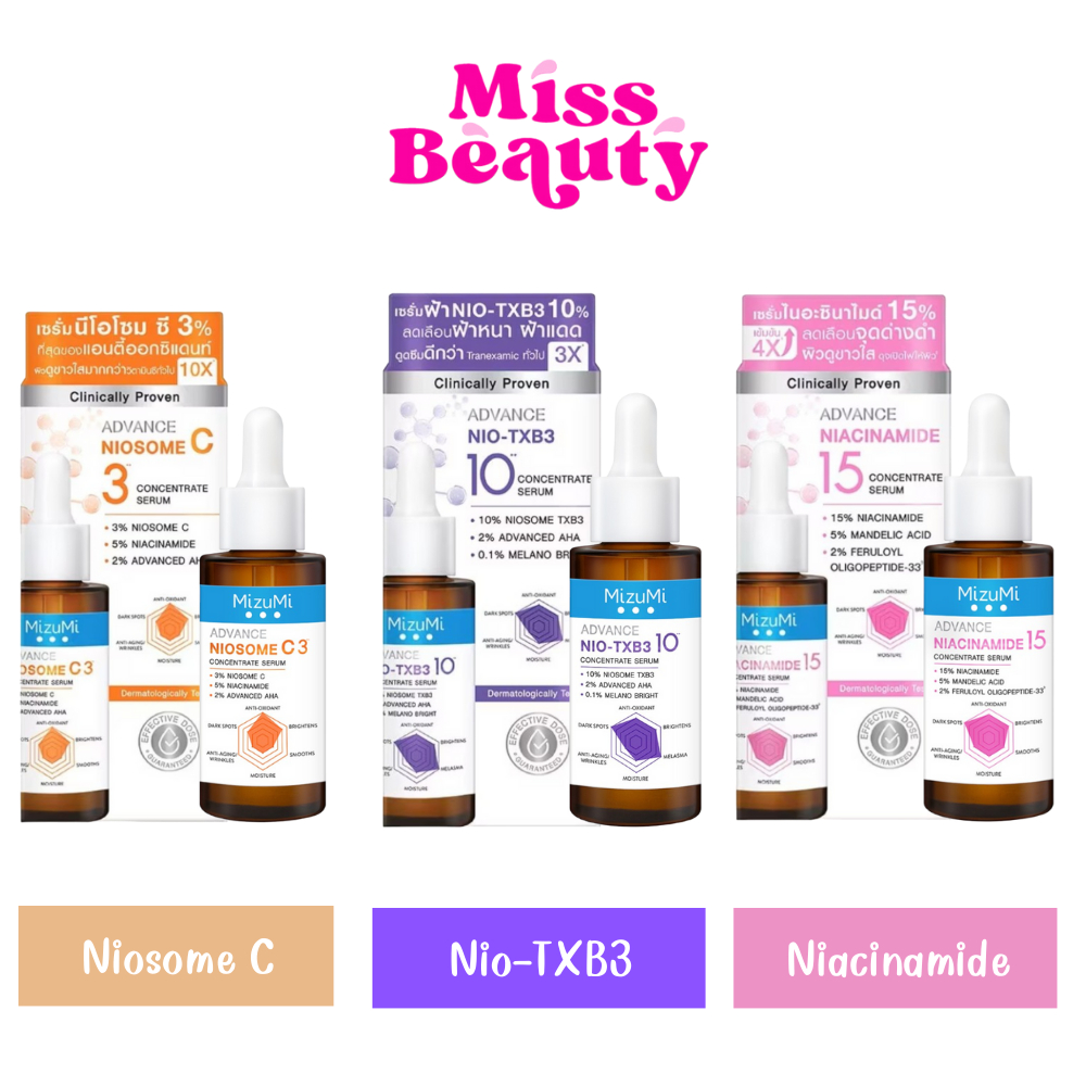 (liveลด100.-) (ขวด) มิซึมิ แอดวานซ์ เซรั่มหน้าใส ลดฝ้า จุดด่างดำ Mizumi Advance Niacinamide/NiosomeC/Nio-TXB3 Serum 30ml