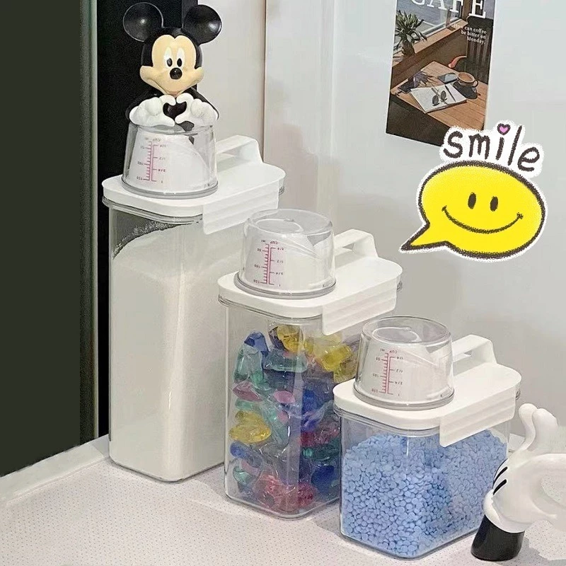 ขวดใส่น้ำยาซักผ้ารีฟิล น้ํายาปรับผ้านุ่ม กล่องเก็บผงซักฟอก ขวดใส่ผงซักฟอก พร้อมฝาปิด พร้อมถ้วยตวง กล่องเก็บน้ำยาต่าง