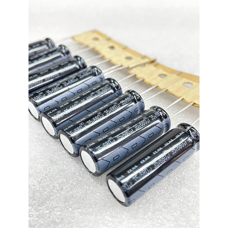 (แพ็ค10ตัว) Capacitor 680UF 35V ELNA ขนาด10×30mm ค่าความจุเต็ม100% 680UF35V 680uf35V