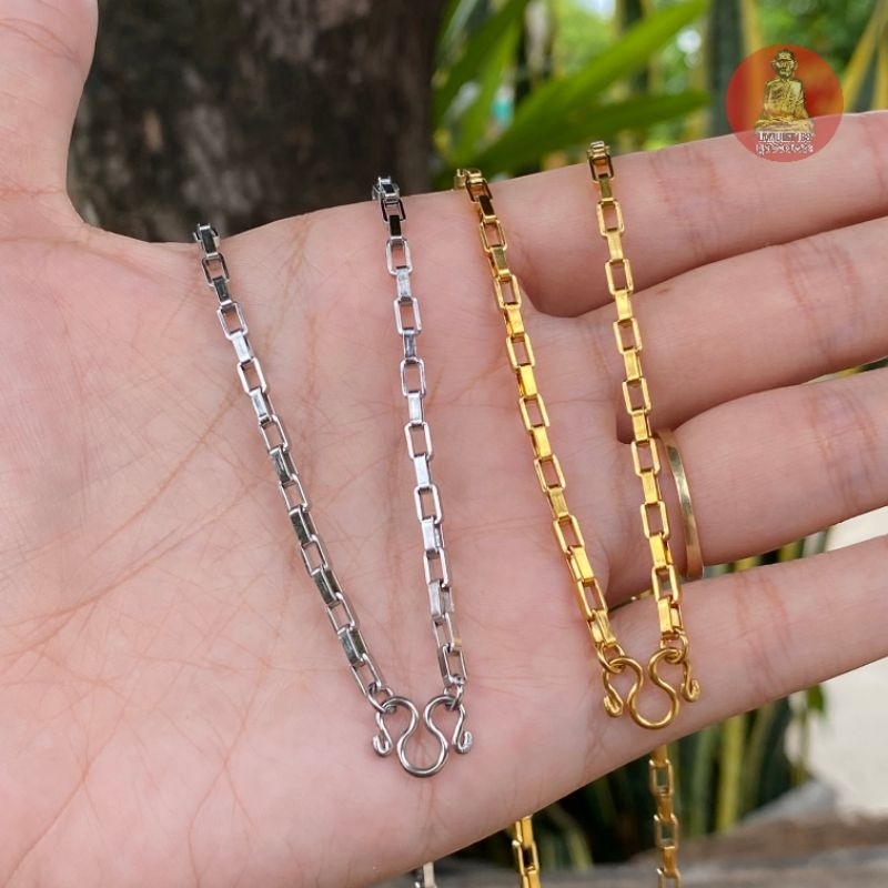 ยูสร้อยพระ สร้อยลายบิดนูน 3.0 มิล 22k สแตนเลสเลเซอร์แท้ ไม่ดำ ไม่เป็นสนิม
