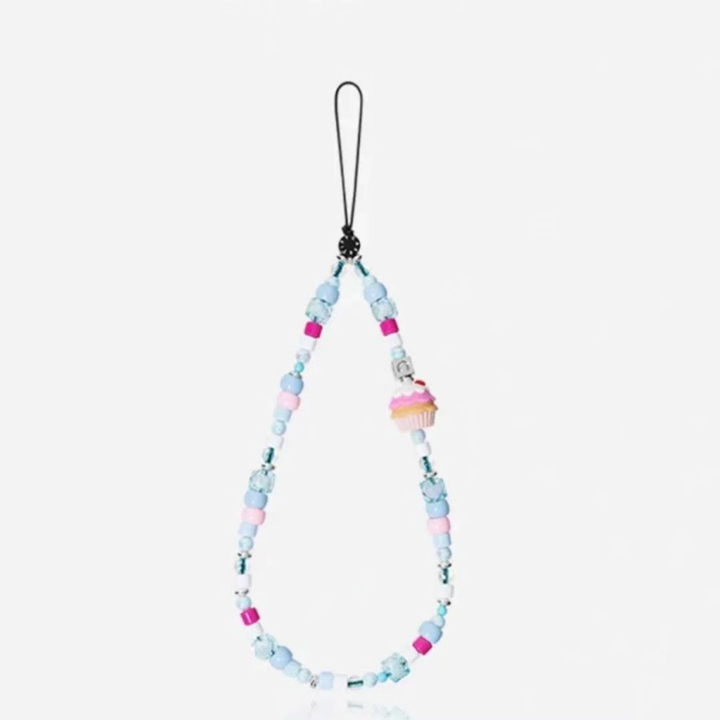 CASETiFY Blue Cake Phone Chain Short Wrist Strap Camera Pendant Bead Chain
