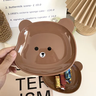 [พร้อมส่ง] จานขนม จานหมี ผิวเรียบ ทำความสะอาดง่าย ไม่เลอะเทอะ