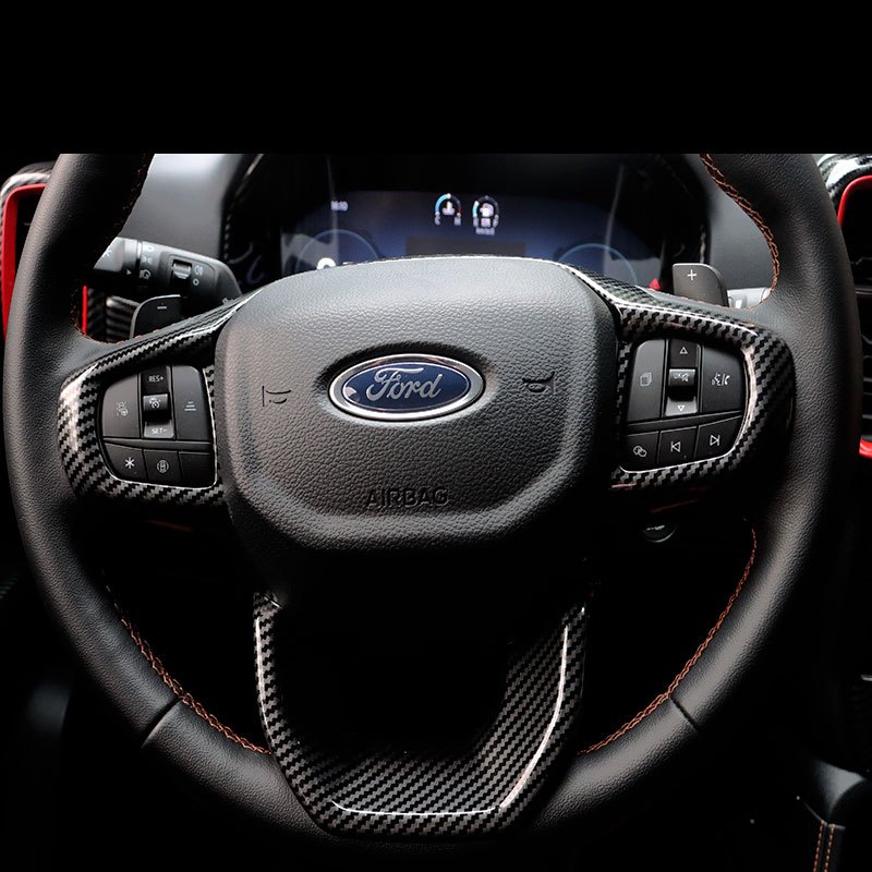 Ford Ranger/Ford Everest 2022-2025 คาร์บอนไฟเบอร์ พวงมาลัยรถยนต์ ประดับเลื่อม - รูปที่ 4