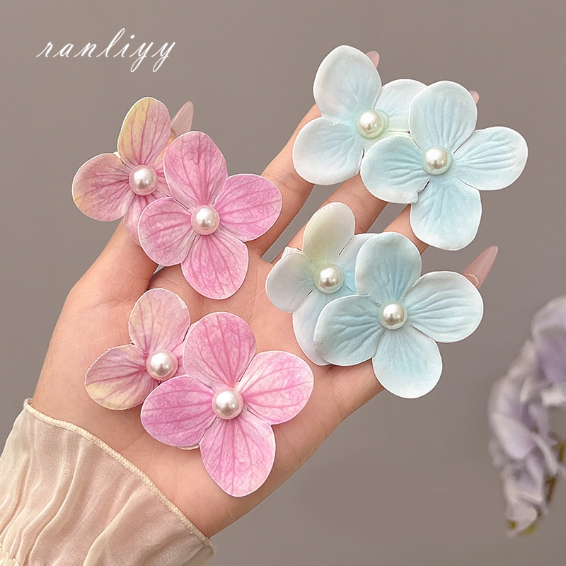 ส่งเร็ว🌼กิ๊บติดผมลายดอกไม้สีชมพูน่ารักเกาหลีหวานแฟชั่นหน้าม้าคลิปด้านข้างละเอียดอ่อนเครื่องประดับผมเด็กผู้หญิง-Ranliyy