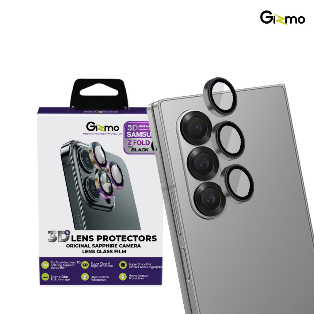 Gizmo รุ่น Z Fold 6 ฟิล์มกระจกกันเลนส์ ขอบอลูมิเนียม สีดำ สีเงิน รุ่น GL-004 Aluminum 3D Boss Lens