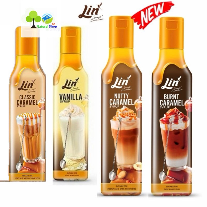 ✅Lin syrup น้ำเชื่อมเข้มข้น ลิน 300 มล. วานิลลา/คาราเมล ▶️เพิ่มคาราเมล 2กลิ่นใหม่
