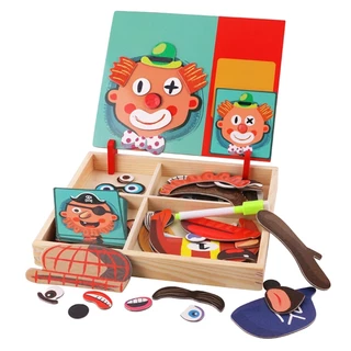 Magnet Wooden Box ตัวต่อจิ๊กซอว์แม่เหล็ก จิ๊กซอว์แม่เหล็ก ของเล่นไม้ 2in1 จิ๊กซอว์ ของเล่นเสริมพัฒนาการ