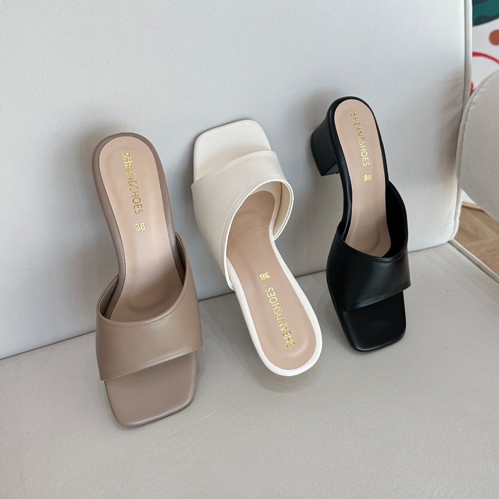 Tally รองเท้าส้นสูง 1.5 นิ้ว ใส่เดินสบาย *** สำหรับเท้าอวบ/กว้าง บวกเพิ่มไซส์ ***