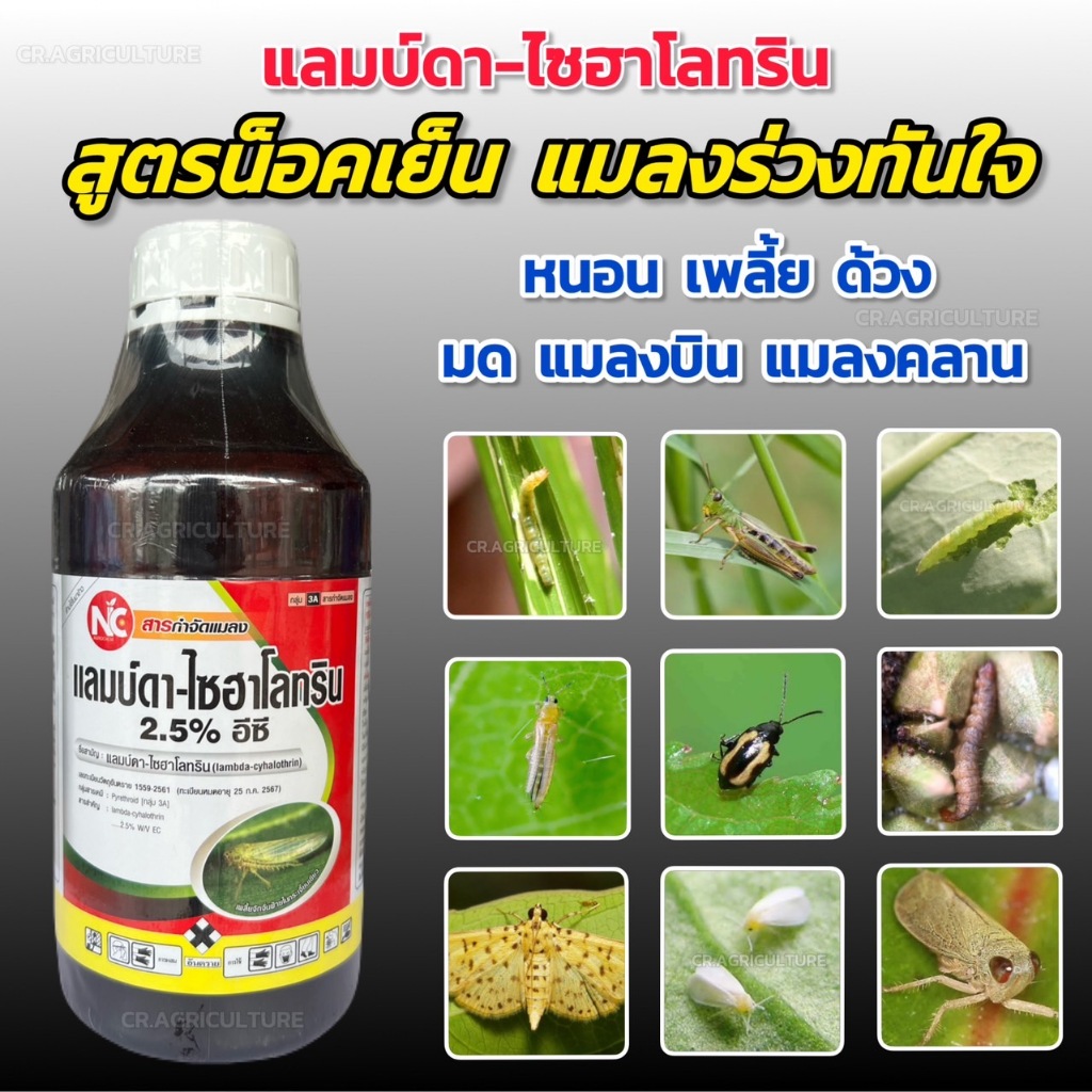 แลมบ์ด้า แลมบ์ดา-ไซฮาโลทริน ยาฆ่าแมลง ยาน็อคแมลง สูตรเย็น เพลี้ย หนอน ด้วง แมลงบิล 1 ลิตร ตราNC