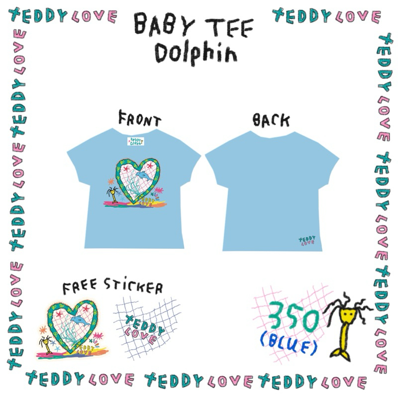 Baby tee dolphin (blue) teddy green