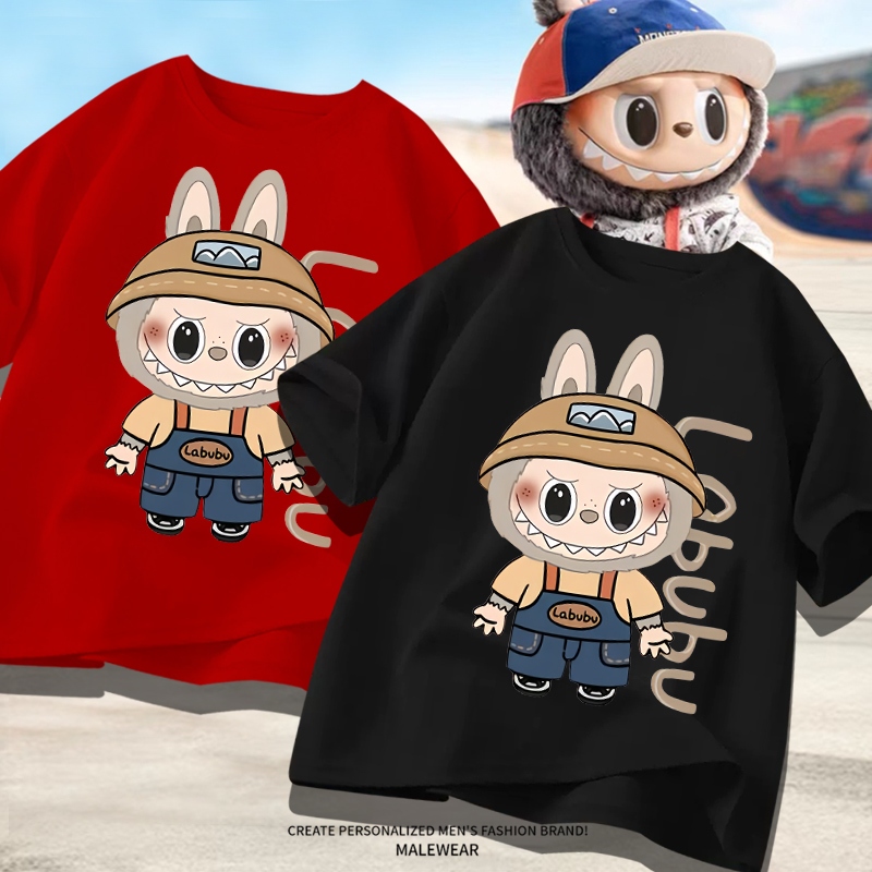 D876เสื้อยืดแขนสั้ง ผ้านุ่มยืดได้ใส่สบายฯ ลายLABUBUแฟชั่งนานาชาติร์**ปลีก-ส่ง