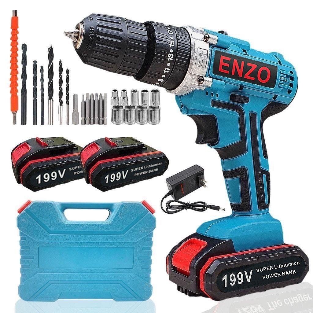 ใหม่ !! สว่านแบตเตอรีไร้สาย ENZO 3 ระบบ 199V สว่านไร้สาย สว่านไฟฟ้าไร้สาย *สินค้ามีประกัน ร้านออกใบก