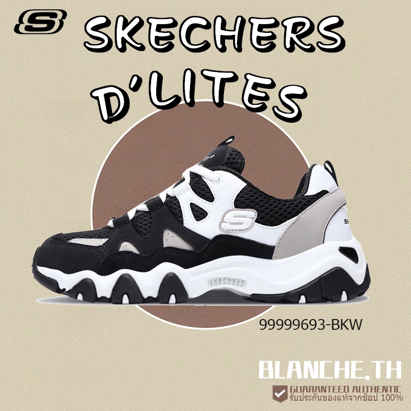 [ของแท้100%] SKECHERS D'LITES 99999693-BKW Sneaker