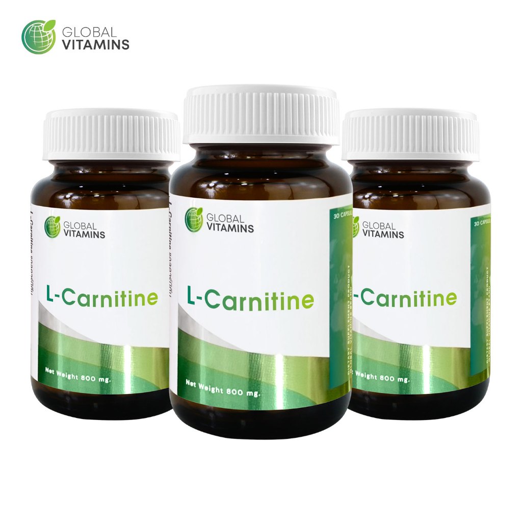 [แพ็ค 3 ขวด] แอลคาร์นิทีน โกลบอลวิตามิน L-Carnitine Global Vitamins LCarnitine L Carnitine แอลคาร์นิทีน แอลทาร์เทรต
