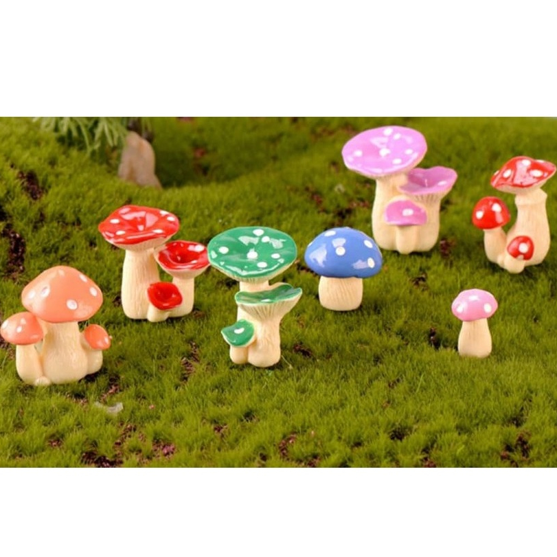 เห็ดสีดอกตูม ดอกบาน (ราคา/1ชิ้น) ตุ๊กตาแต่งบ้าน ตุ๊กตาแต่งสวน ของสะสม โมเดล จัดสวนถาด พร็อพถ่ายรูป