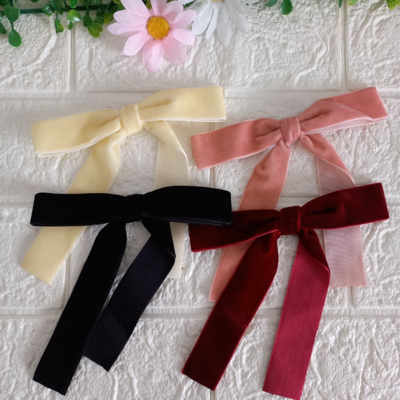 🎀กิ๊บติดผมโบว์กำมะหยี่ เส้นขนาด1นิ้ว 🎀