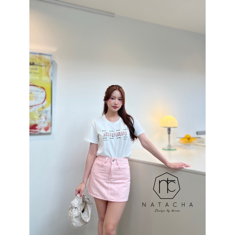 M7 งานป้าย Natacha Set ชุดเซ็ทเสื้อ+กระโปรงสั้นซับในกางเกง สำหรับผู้หญิง เสื้อผ้าแฟชั่นผู้หญิง ไซส์ 