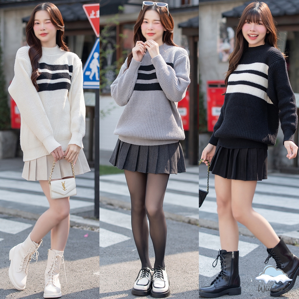 [ LB-049 l Rilra Sweater l Ivi Pleat Skirt ] 3 สี I เสื้อไหมพรม สเวตเตอร์ไหมพรม l กระโปรงพลีท กระโปรงสั้น