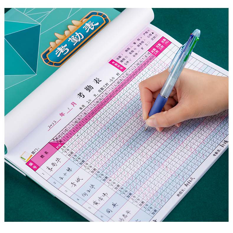 Timesheet Sign-In Book สําหรับคนงานก่อสร้างหนา Payroll Ledger Single Card Attendance Record Book สํา