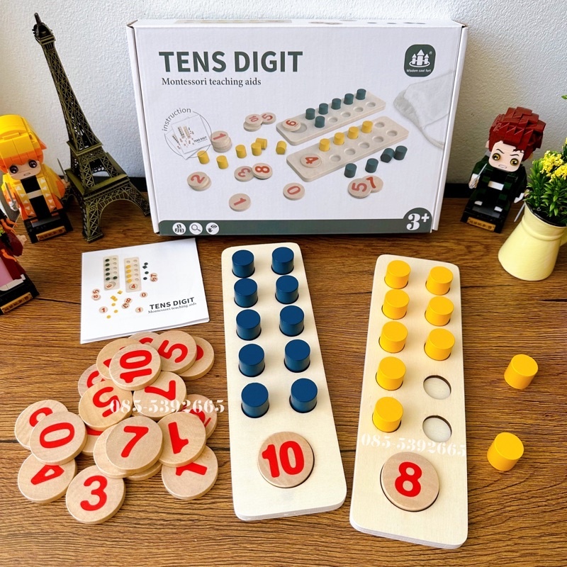 * ออกบิลได้ (แจ้งทางแชท) หมุดนับเลขคณิตศาสตร์ ของเล่นมอนเตสซอรี่ Ten Frame Unit Plus - รูปที่ 3